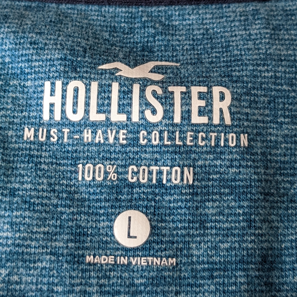 ☀️Hollister EUC Logo Icon Crew young men's T-shirt Large turquoise teal blue - Picture 10 of 13